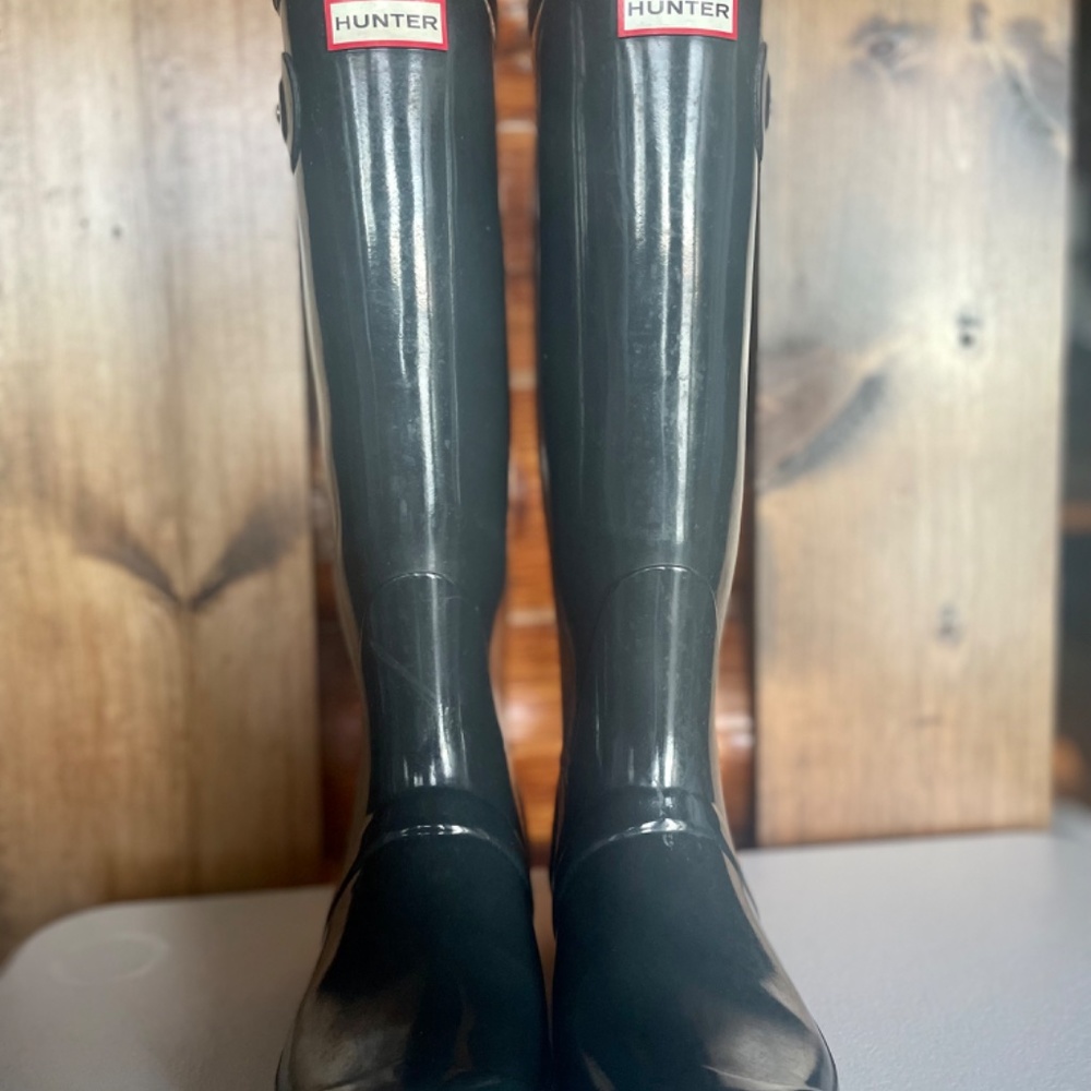 Hunter Original Tall Gloss Rain Boots, Navy, Women’s Size 9 - Picture 2 of 3